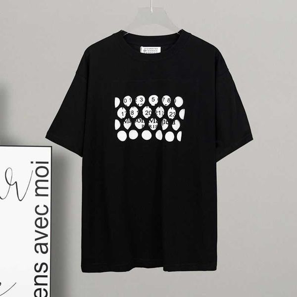 

version designer t shirt margielas mm6 short high sleeved men's loose cut out embroidery number stitching letter niche trendy t-shirt f, White;black
