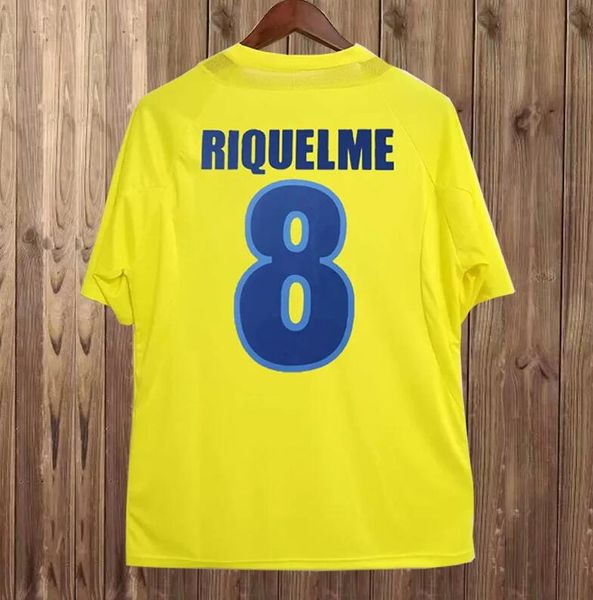 

2005 2006 villarreal retro soccer jerseys home yellow 05 06 classic vintage football shirt thai quality camisa de futebol riquelme #5 forlan, Black;yellow