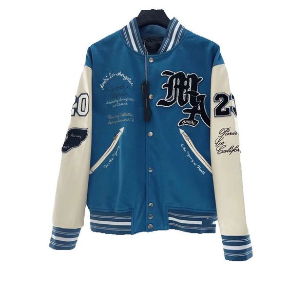 

cotton designer jackets bomber mens windbreaker varsity mens baseball hip hop haruku letter patchwork leather tianma embroidery244, Black