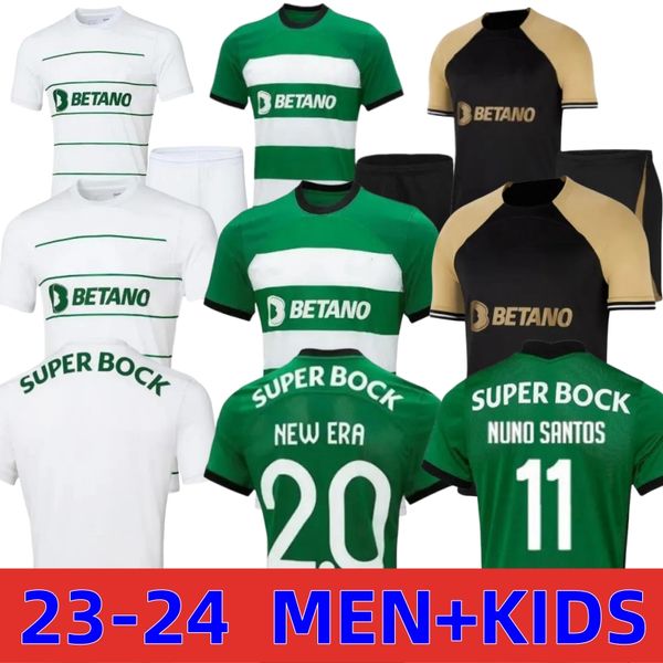 

sporting cp 23 24 lisboa soccer jerseys jovane sarabia vietto 2023 lisbon home blue jersey maillot sporting clube de football shirt men kids, Black;yellow