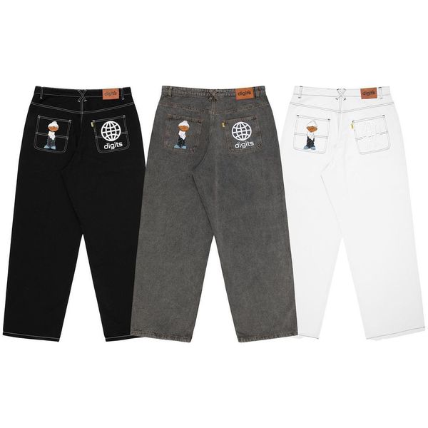 

women's pants capris harajuku fashion trend jeans printed casual y2k baggy jeans streetwear hip hop black women high waisted jeans jogg, Black;white