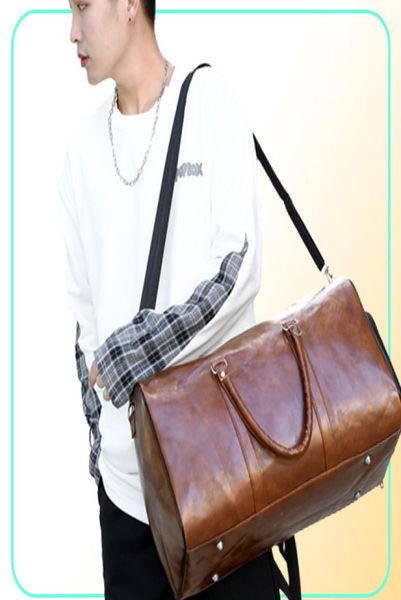 

large capacity waterproof luggage bag portable sport weekend s business duffle soft leather travel suitcase 2202226422885