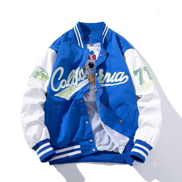 

mens jackets embroidery varsity jacket men women letter vintage fashion baseball coat male spring autumn windbreaker korean blue green 23082, Black;brown