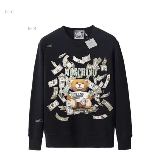 

male and female designer pullover sweatshirt bear print long sleeved sweater lovers fashion round neck spring and autumn pullover334, Black
