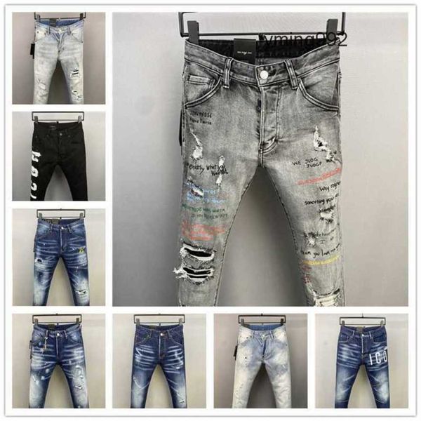 

2023 new arrivals d2 mens luxury purple designer denim jeans holes trousers dsquare jeans coolguy biker pants mens clothing 2#ocxjf25f, Blue