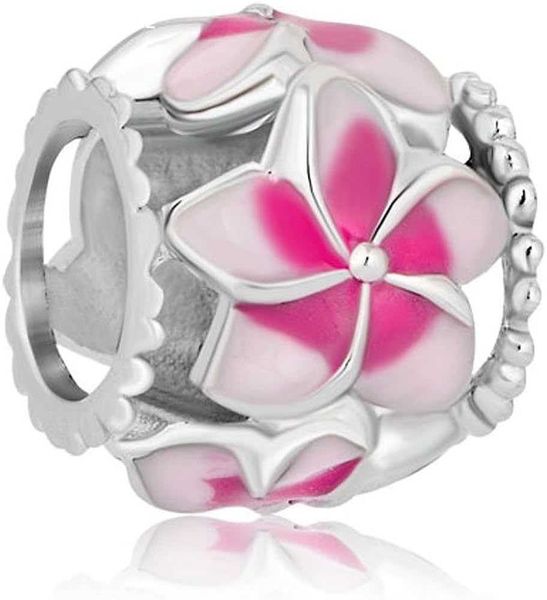 

charmsstory orchid flower love enamel charm beads charms for bracelets, Silver