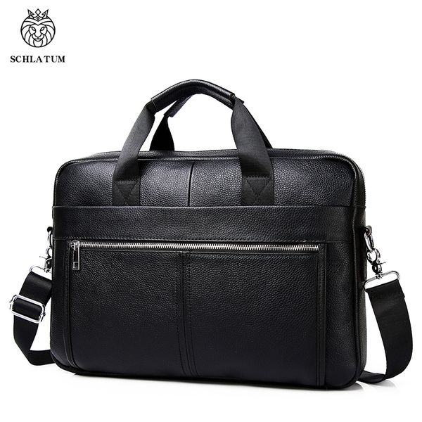 

lapbags schlatum genuine leather briefcases hard for men luxury handbags briefcase 156 inch office bussiness computer bag 230829