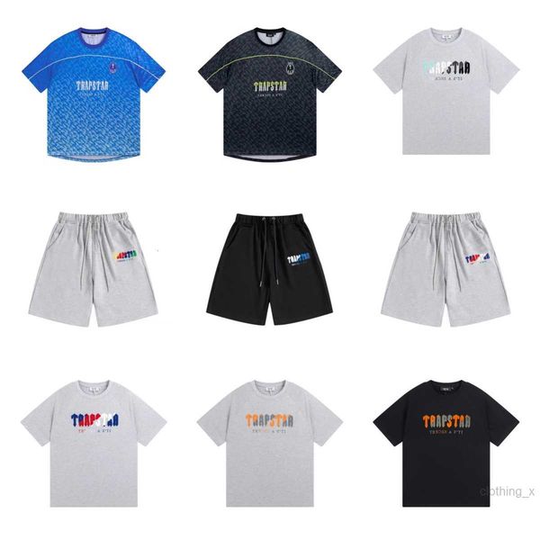 

men's t-shirts mens trapstar t shirt short sleeve print outfit chenille tracksuit black cotton london streetwear motion current white b, White;black