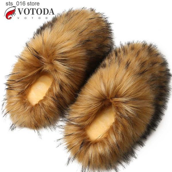 

slippers luxury faux fur slippers furry shoes women raccoon fox fur slides flat plush fuzzy flip flop winter warm fluffy slipper woman t2308, Black