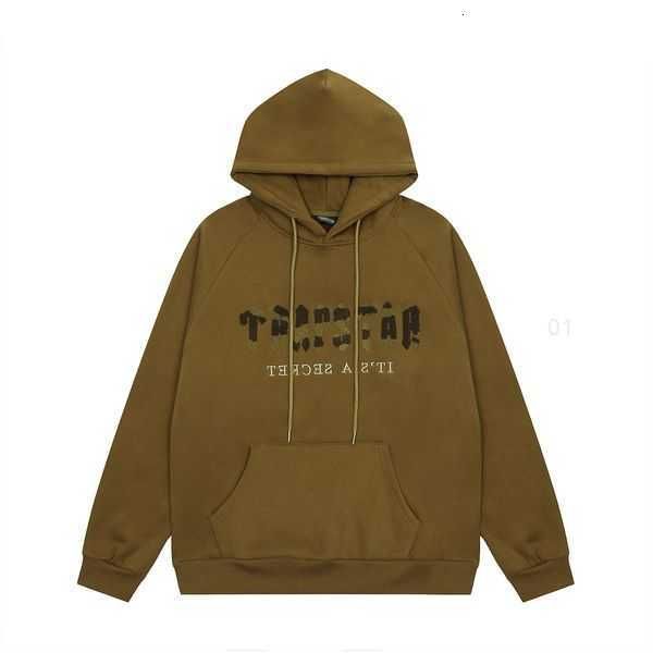 

trapstar brand tracksuit classic embroidery mens hoodie sportswear men's warm set loose hoodies sweatshirt jogging designers clothes eb, Black