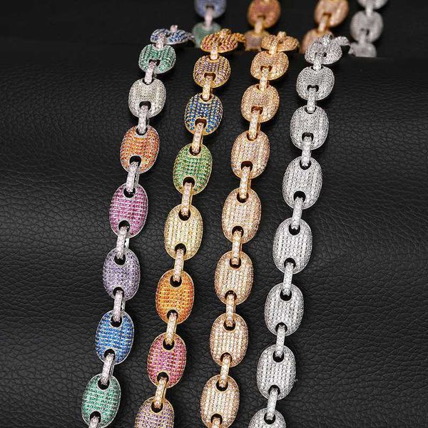 

hailer jewelry 925 sterling silver gold plated coffee bean hip hop necklace iced out diamond moissanite chain for men
