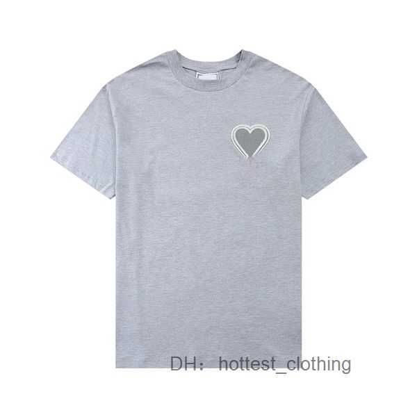 

paris fashion mens designer t shirt amis red heart solid color big love round neck short sleeve t-shirt for men and women with the same 2 8r, White;black
