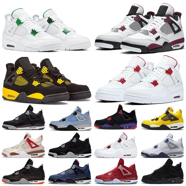 

new jumpman 4 4s mens basketball shoes thunder pine green seafoam midnight navy red thunder university blue military black cat messy room me