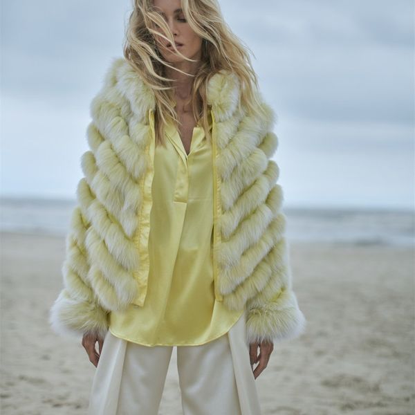 

womens fur faux women winter coat jacket warm double side parka ct2611 230828, Black