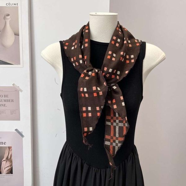 

japanese cotton and linen double scarf sided plaid triangle spring autumn decoration neck protection sunblock all, Blue;gray