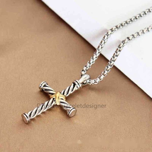 

18k gold jewelry pendant necklaces dy thread designer luxury x necklace men retro hip hop fashion cross chains women line birthday gift, Silver