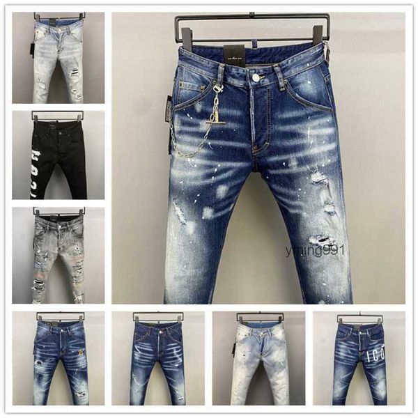 

2023 new arrivals d2 mens luxury purple designer denim jeans holes trousers dsquare jeans coolguy biker pants mens clothing 7rme, Blue