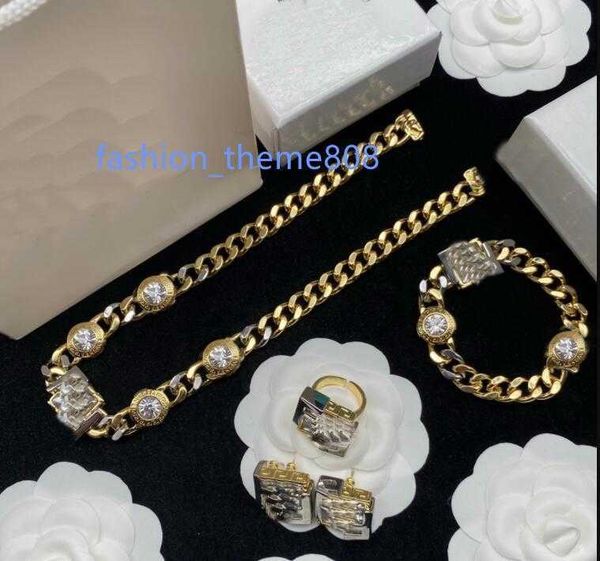 

new fashion thick chain necklaces bracelet earring ring sets cool hiphop rock banshee medusa head portrait 18k gold plated designer jewelry, Black
