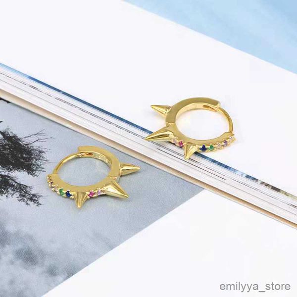 

charm spike pave colorful mini earring for women circle ring loops jewelry pendientes gifts r230829, Golden