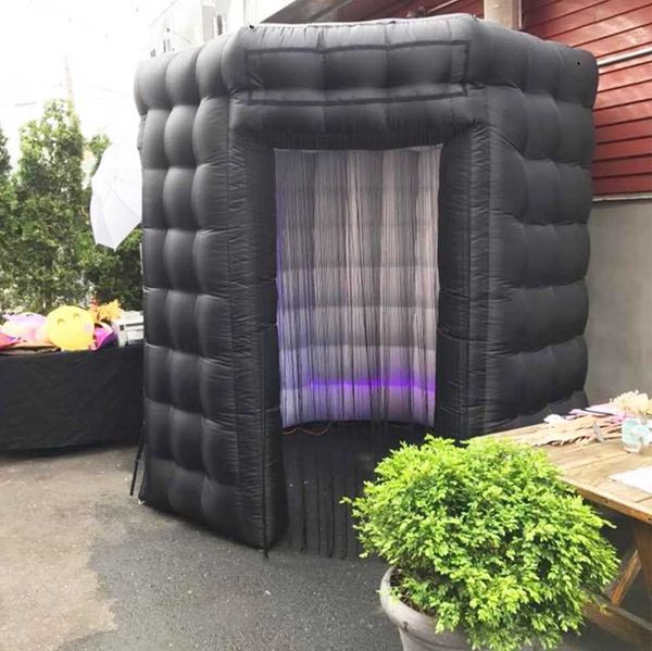 

wholesale 3x3x2.5m 10x10x8ft led lighting black octagon inflatable p booth tent enclosure pbooth for rental with 1 door