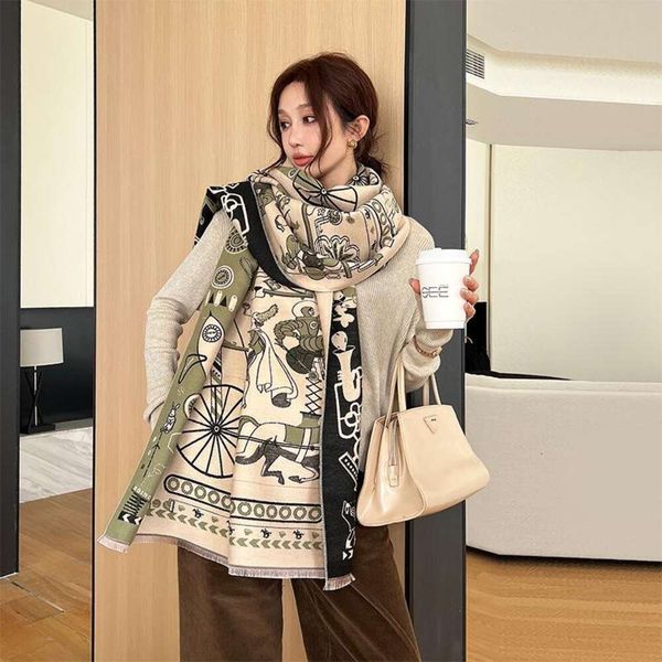 

autumn and winter thick imitation cashmere scarf womens korean fashion warm windproof all matching shawl, Blue;gray
