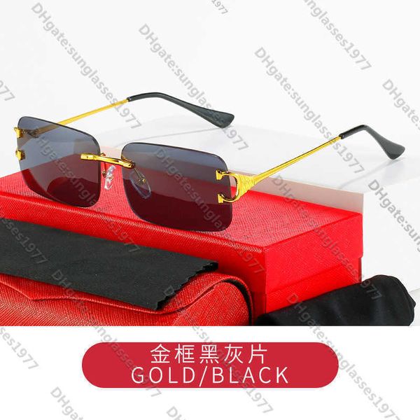 

2023 new kajia frameless metal sunglasses men's trend small box fashion women's glassesw9xf, White;black