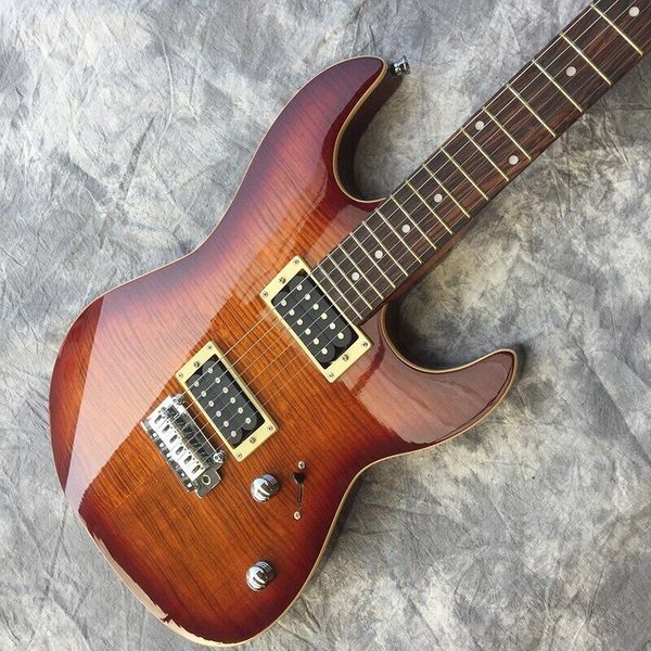 

electric guitar g tiger flame maple fingerboard fisheye shell mosaic