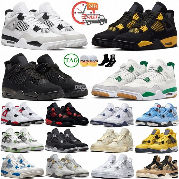 

4s basketball shoes women men 4 military black cat red thunder university blue cool greys trainer sneakers size 36-47 b8un#