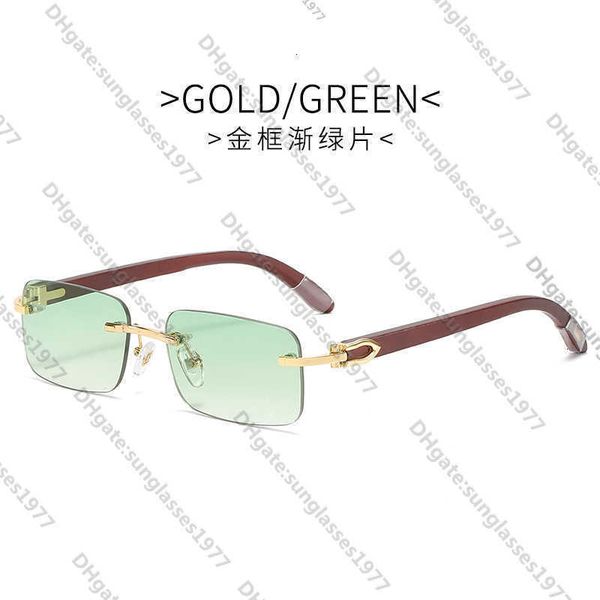

new kajia trend wood leg frameless sunglasses women's ocean film small box men's optical glassescx73, White;black