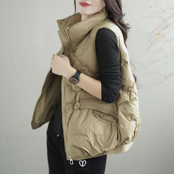 

thin down vest womens short style sleeveless man jacket western, Black