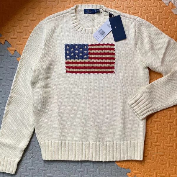 

us american ladies knitted sweater - american flag sweater 2023 winter high-end luxury fashion comfortable cotton pullover 100% cotton yarn, White;black