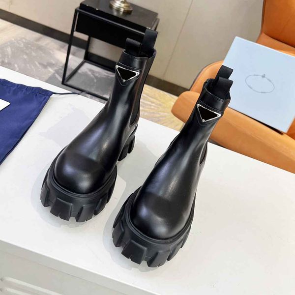

women luxury designers ankle boots half boots colorful calfskin quality flat shoes opening platform motorcycle boots slip-on boots 01, Black