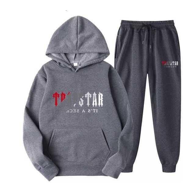 

trapstar tracksuit black mens hoodie trapstar men sportswear designer pants set running basketball 2 piece loose women long sleeve xg5j, Gray