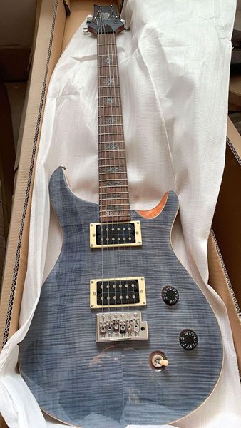 

black grey flame maple electric guitar tremolo bridge flame maple headstock