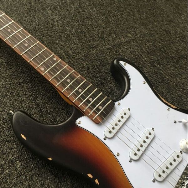 

sunburst color heavy relic vintage style hand made electric guitar st