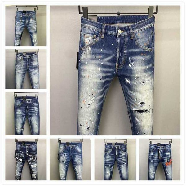 

2023 new arrivals d2 mens luxury purple designer denim jeans holes trousers dsquare jeans coolguy biker pants mens clothing 2cyrh, Blue