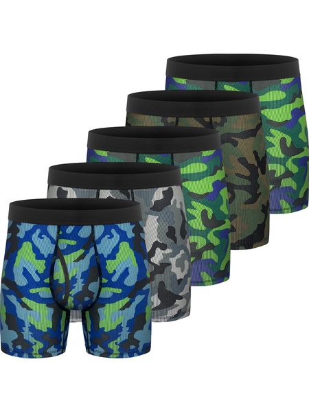

underpants 5pcs men's boxer briefs performance breathable tagless comfy silk waistband 6 with fly 230828, Black;white