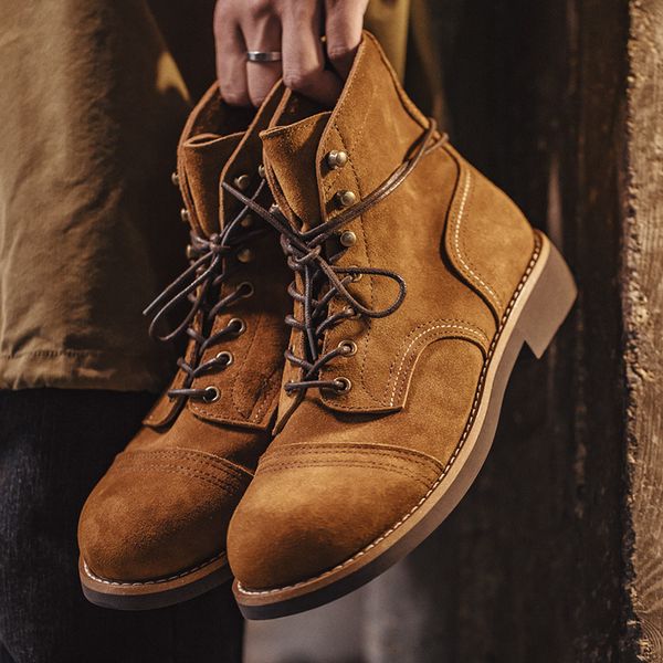 

boots maden tooling ankle autumn leisure design mens shoes suede motorcycle american retro leather paratrooper shoe 230829, Black