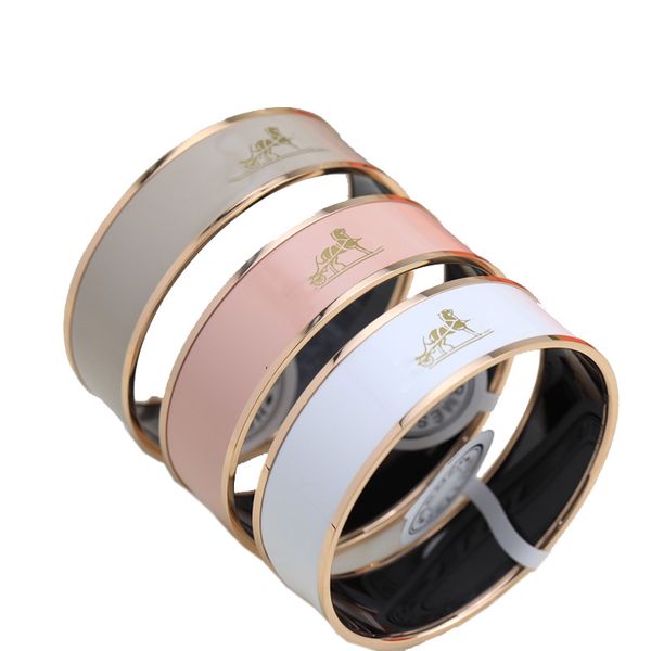 

copper enamel bangle designer 925 sterling silver bracelet fashion women rose gold luxury jewelry charm bracelets with original box france b, Black