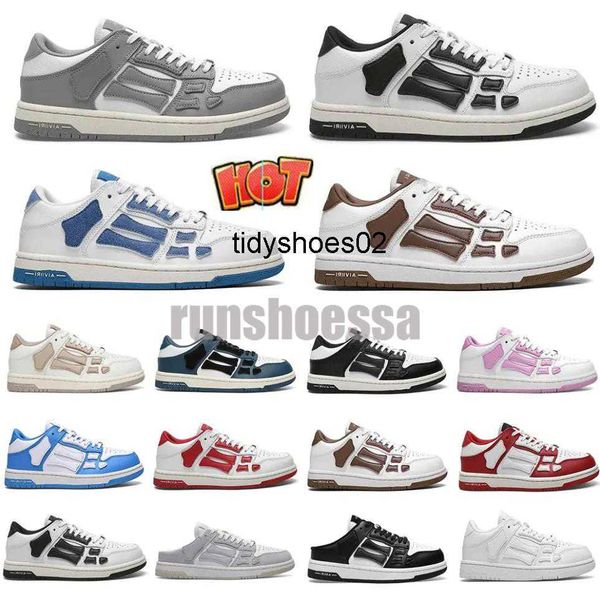

designer skel-low casual shoes skelet bones runner low skel skeleton women men retro sneakers black white genuine leather lace up imiri shoe