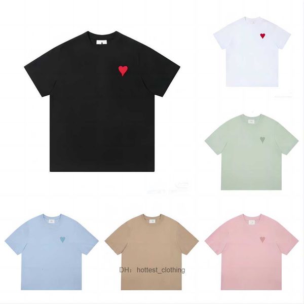 

amis paris shirit 2023ss spring classic heart solid color big love round neck short sleeve t-shirt for men and women 4rfa, White;black