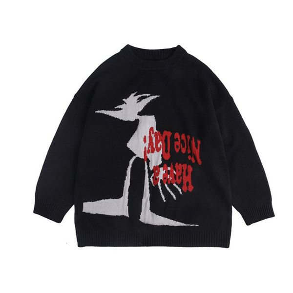 

men's sweaters men's vintage knit sweater autumn winter pullover y2k chic harajuku men's loose cotton sweater black loose ani, White;black