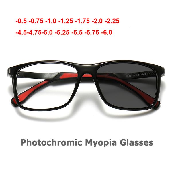 

sunglasses pochromic myopia glasses fashion tr90 rectangular spectacle frame discolor nearsighted minus diopter 05 to 60 230828, White;black