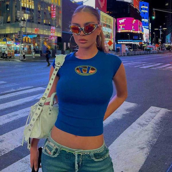 

diesel women's designer tank shirts letter print neck short sleeve tees women clothes solid blue causal streetwear black diesel 9jof, White