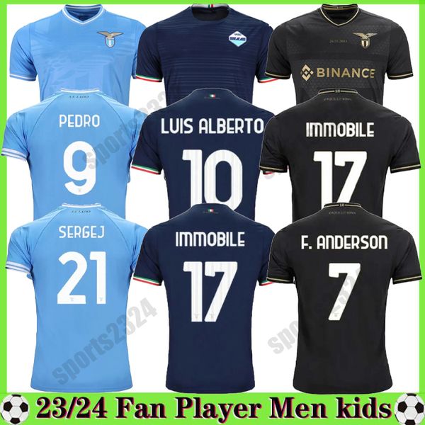 

23 24 lazio immobile soccer jerseys maglie 2023 2024 10th anniversary special luis bastos sergej badelj lucas j.correa zaccagni marusic men, Black;yellow