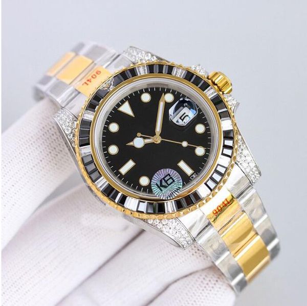 

full gold watches designer wristwatch man watch 41mm mens watchs rainbow bezel black dial 2836 movement stainless steel waterproof 300ft/100, Slivery;brown