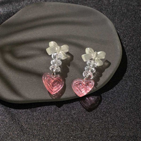

charm and the fashion bow pink heart-shaped earrings pendant ladies long earrings jewelry r230829, Golden
