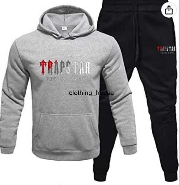 

trapstar tracksuit black mens hoodie trapstar men sportswear designer pants set running basketball 2 piece loose women long sleeve 63jk, Gray