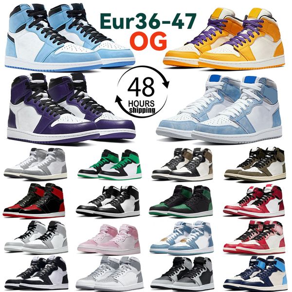 

1s basketball shoes men sneakers black phantom washed olive white cement lucky green reverse mocha bred patent womens trainers sports eur 36