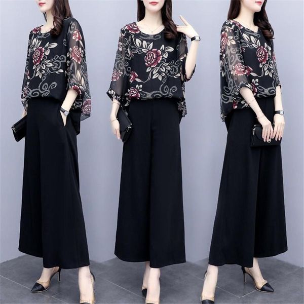 

capris women's suit women irregular high waist wide leg pants two sets of women 2022 spring summer new loose wild clothes, Black;white